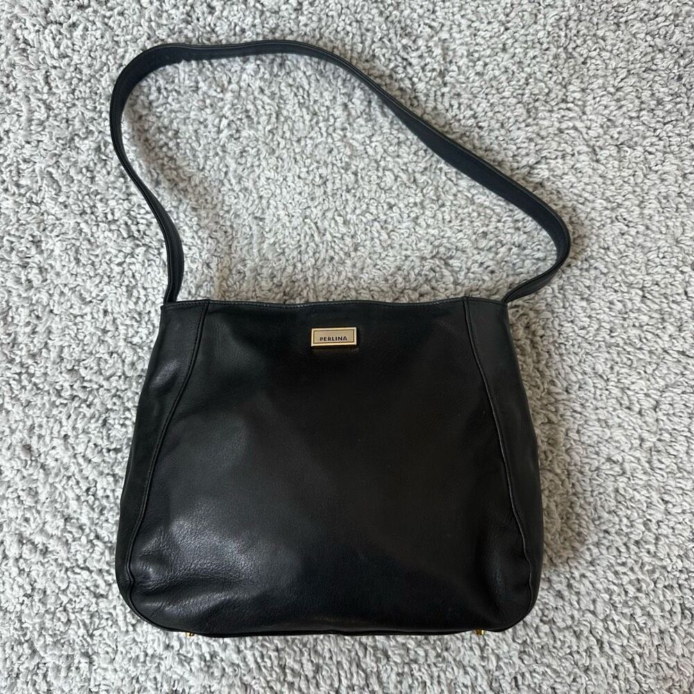Perlina Black Leather Purse